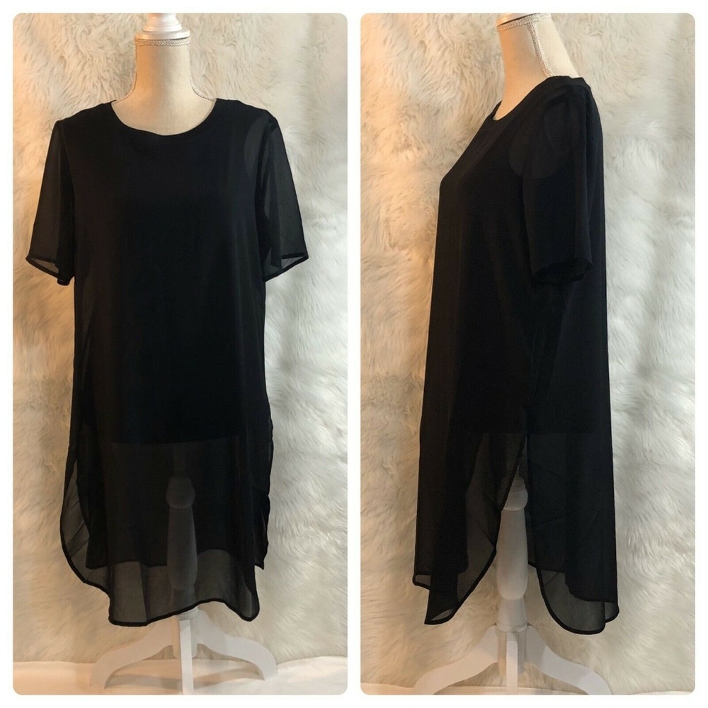 Alfani Top Tunic Black Medium Shirt Blouse